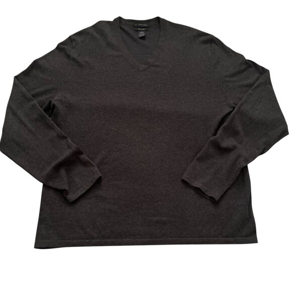 J. Ferrar V-Neck Sweater Mens L Gray Pima Cotton Blend Long Sleeve Casual Soft - Picture 1 of 7